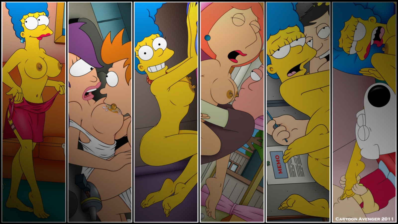 pic699356: American Dad â€“ Brian Griffin â€“ Family Guy â€“ Fry â€“ Futurama â€“  Marge Simpson â€“ Stan Smith â€“ Stewie Griffin â€“ The Simpsons â€“ Turanga Leela  â€“ cartoon avenger â€“ crossover - Simpsons Adult Comics