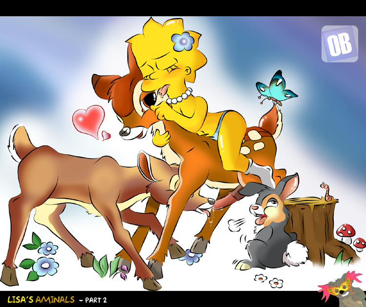 pic112502: Bambi â€“ Bambi (character) â€“ Faline â€“ Lisa Simpson â€“ Orange Box â€“  The Simpsons â€“ Thumper â€“ crossover - Simpsons Adult Comics