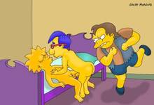 #pic18916: Lisa Simpson – Milhouse Van Houten – Nelson Muntz – The Simpsons – great moaning