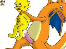 #pic90571: Charizard – Lisa Simpson – Porkyman – Surfing Charizard – The Simpsons – crossover