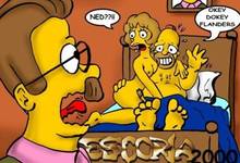 #pic240429: Escoria – Homer Simpson – Maude Flanders – Ned Flanders – The Simpsons