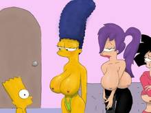 #pic375276: Amy Wong – Bart Simpson – Futurama – Marge Simpson – The Simpsons – Turanga Leela – crossover