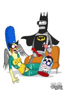 #pic680368: Bender Bending Rodriguez – Futurama – Marge Simpson – Online Super Heroes – Richard Nixon – The Simpsons – crossover