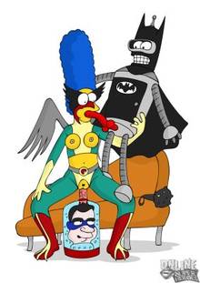 #pic680364: Bender Bending Rodriguez – Futurama – Marge Simpson – Online Super Heroes – Richard Nixon – The Simpsons – crossover