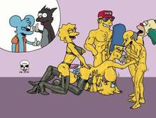 #pic243627: Duffman – Itchy – Krusty The Clown – Lisa Simpson – Maggie Simpson – Marge Simpson – Montgomery Burns – Scratchy – The Fear – The Simpsons